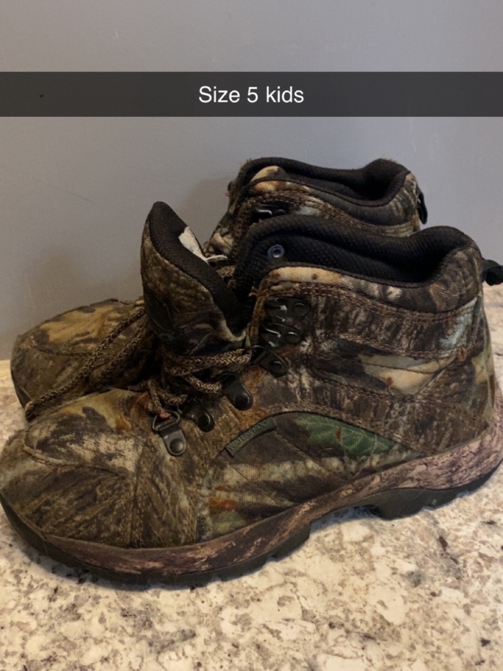 Kids Camo Hiking Boots - Brown/Green